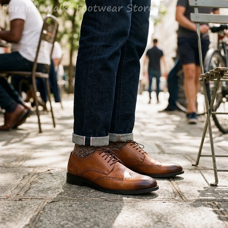 Men'S Shoes Brogues - Men Brogue Derby Shoes Formal Wingtip