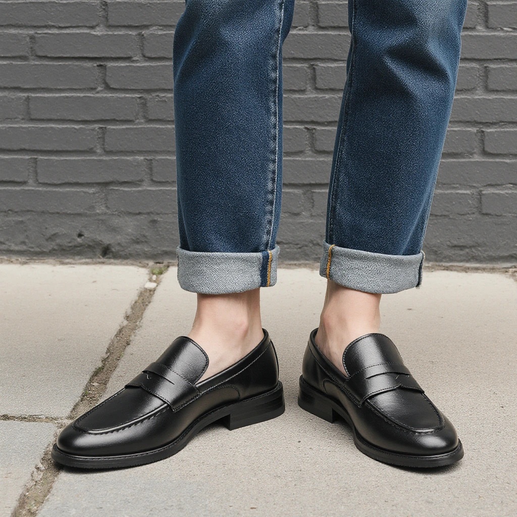 Men's Black Penny Loafers Clas - Men Shoes For Office Work 评论和价格