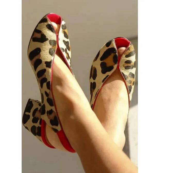 Leopard Print Peep Toe Slingba - Men'S Shoes Slip On 评论和价格