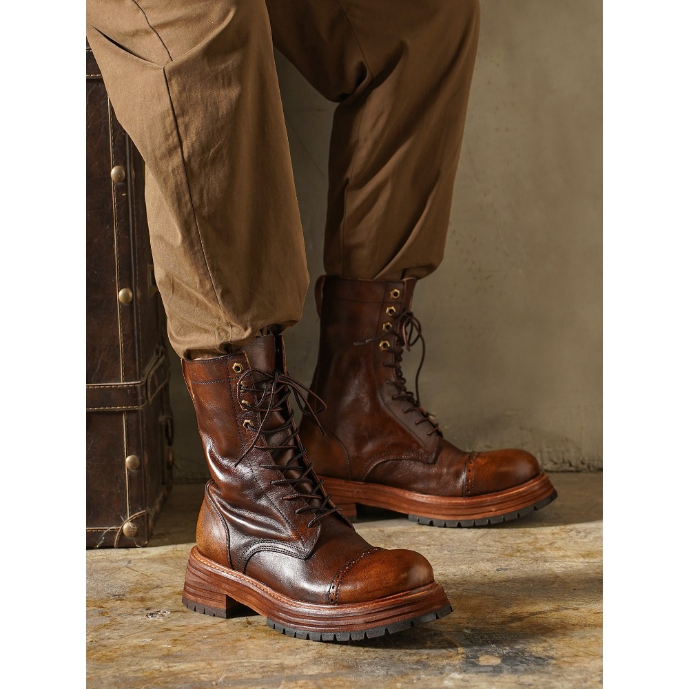 Men's Genuine Leather Motorcyc - Men'S Shoes Brogues 评论和价格