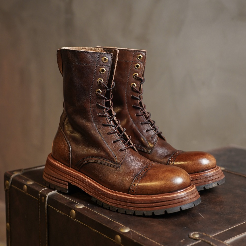 Men's Genuine Leather Motorcyc - Men'S Shoes Brogues 评论和价格