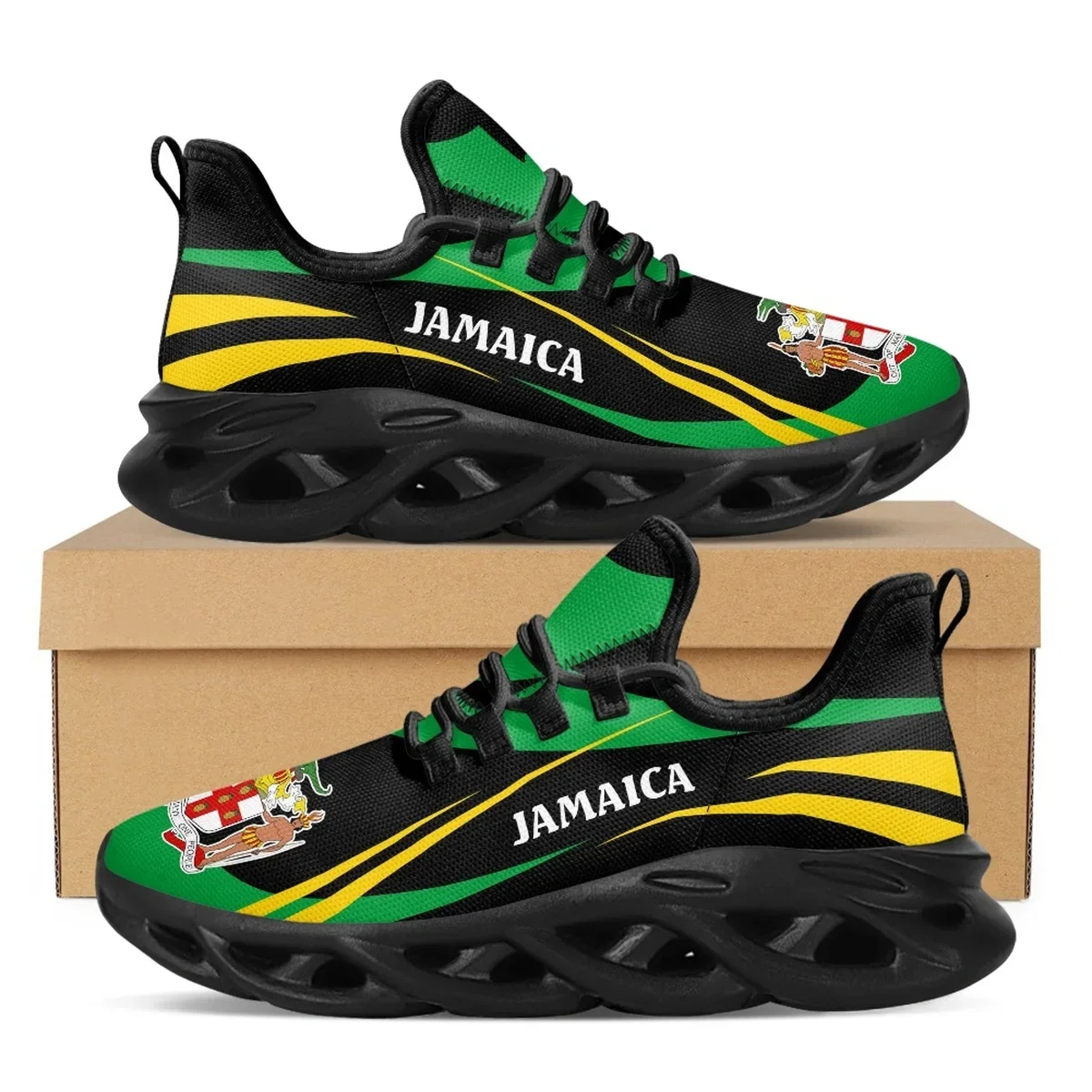 Jamaica Flag Print Shoes Men S - Mesh Trainer Breathable 评论和价格