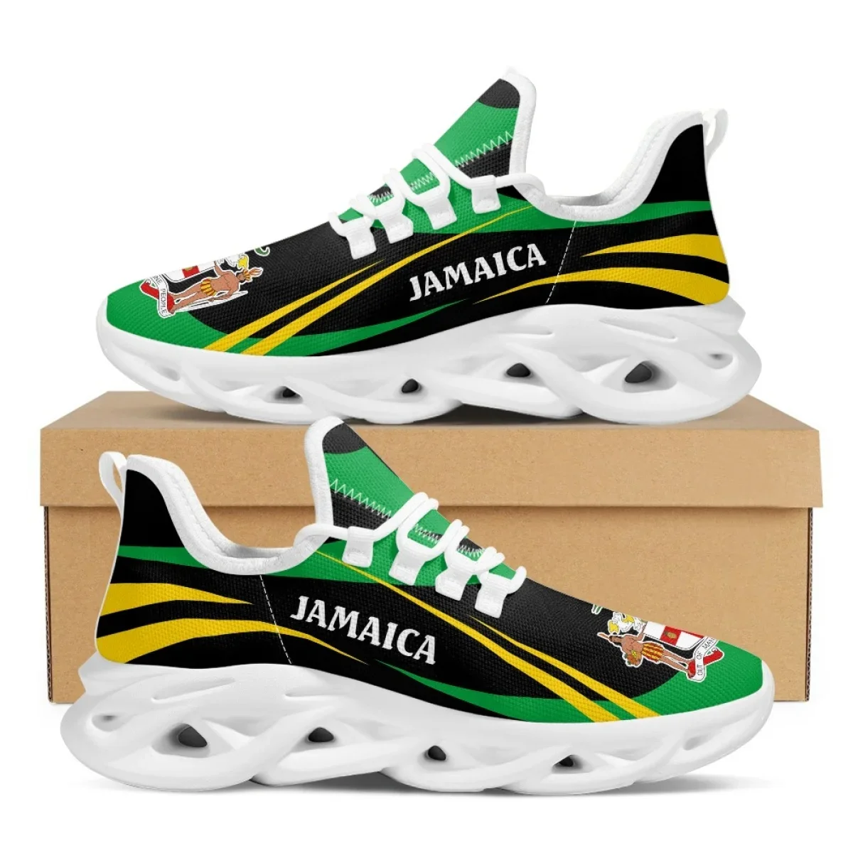 Jamaica Flag Print Shoes Men S - Mesh Trainer Breathable 评论和价格