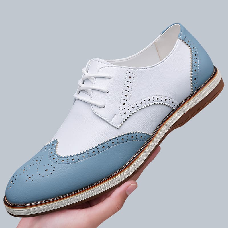 Mens White Blue Two Tone Brogu - Men'S Shoes Brogues 评论和价格