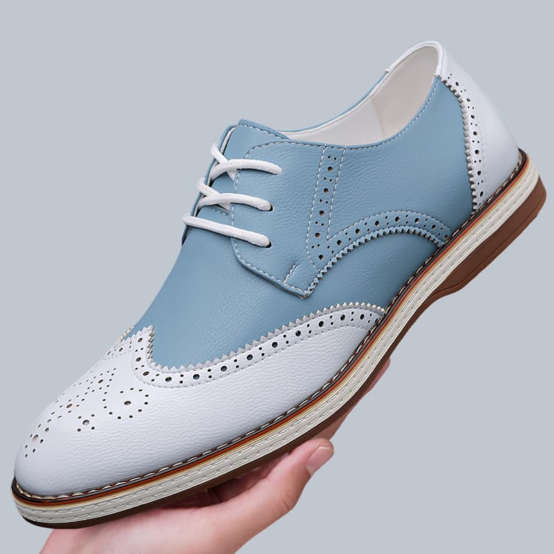 Mens White Blue Two Tone Brogu - Men'S Shoes Brogues 评论和价格
